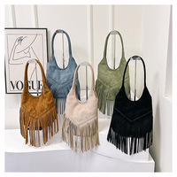 Nouvelle mode, sacs à main besace à franges pour femmes, sacs fourre-tout vintage en cuir suédé pour femmes