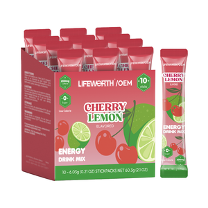 LIFEWORTH Minuman Energi Alami Berbahan Kafein Bubuk Tanpa Gula Campuran L-Theanine Vitamin B Pengganti Elektrolit Dewasa OEM - Product Image 1