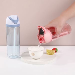 Tritan High Quality Double <b>Drinking</b> <b>Straw</b> Transparent <b>Plastic</b> Pop-Up Lid Travel Fruit Cup 750Ml Fitness Sports Water Bottle - Product Image 2