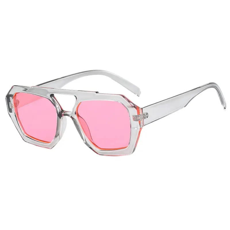 2024 Double pont lunettes irrégulières rétro hommes lunettes de soleil personnalisées rose UV400 nuances lunettes de soleil pour femmes