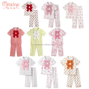 Pijamas de Fresa Personalizables con Logotipo e Impresión, Ropa para Niñas con Lazo, Serie Linda, Conjunto de Pijamas para Hermanas - Product Image 4