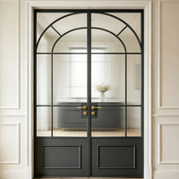 Puerta Corrediza de Aluminio y Vidrio para Balcón, con Marco Delgado, Estilo Villa Francesa, Arco Superior, Resistente al Viento y al Polvo