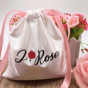 Bolsa de Satén Blanca Personalizada con Cordón para Extensiones de Cabello y Pelucas, Empaque Promocional para Paquetes de Cabello Humano para Regalos - Product Image 6