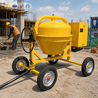 Mezcladora de Concreto Portátil con Motor Diésel de Alto Rendimiento, 4 Ruedas, Remolcable, con Volante Manual