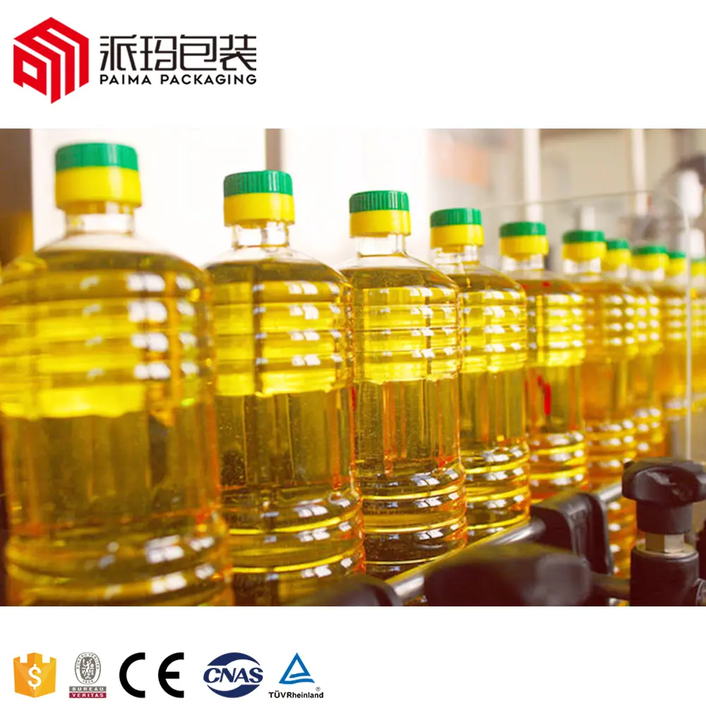 Fully Automatic Edible Cooking Oil Vegetable Olive Palm Oil Bottle Filler Filling Capping And Labeling Packing Machine Line