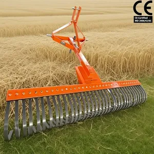 <span class=keywords><strong>Râteau</strong></span> de désherbage <span class=keywords><strong>en</strong></span> acier pour tracteur-excavateur, avec grappin <span class=keywords><strong>à</strong></span> feuilles et roue F40, pour aménagement paysager et déblaiement des feuilles de jardin - Product Image 1
