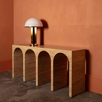 Décoration d'intérieur, style nordique, meubles en pierre modernes, forme d'arche, entrée, décoration en marbre italien, tables consoles en travertin