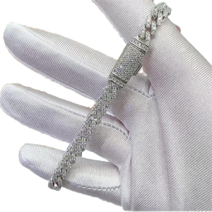 Pulsera de tenis de lujo para mujer de plata 925 con moissanita, corte brillante redondo, engaste pavé, diseño geométrico, para uso diario - Product Image 2