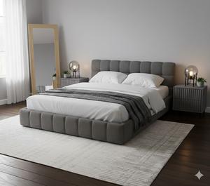 <span class=keywords><strong>Lit</strong></span> moderne rembourré et doux avec sommier à lattes et tête <span class=keywords><strong>de</strong></span> <span class=keywords><strong>lit</strong></span> en lin pour chambre d'adulte ou chambre d'amis - Product Image 5