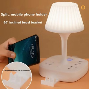 Lámpara de mesa con enchufe convertible multifuncional, lámpara de noche para dormitorio, atenuación de tercer engranaje, carga USB - Product Image 4