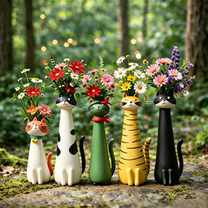 Jarrón con Forma de Gato de Cuello Largo, Florero Creativo de Dibujos Animados, Decoración <span class=keywords><strong>para</strong></span> Mesa de Salón con Arreglos Florales Secos, Regalo de Navidad - Product Image 4