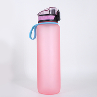 Bouteille d'eau en plastique réutilisable de 1000 ml pour enfants, qualité alimentaire, avec paille, portable, anti-fuite, marqueurs de temps, résistante à l'eau bouillante, idéale pour l'école