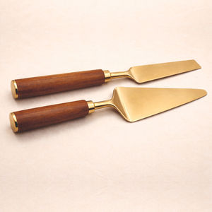 Juego de 2 piezas de cuchillo y espátula para tartas, ecológico, con mango de acero inoxidable y tejido, ideal para fiestas y decoradores de postres, el más vendido. - Product Image 5