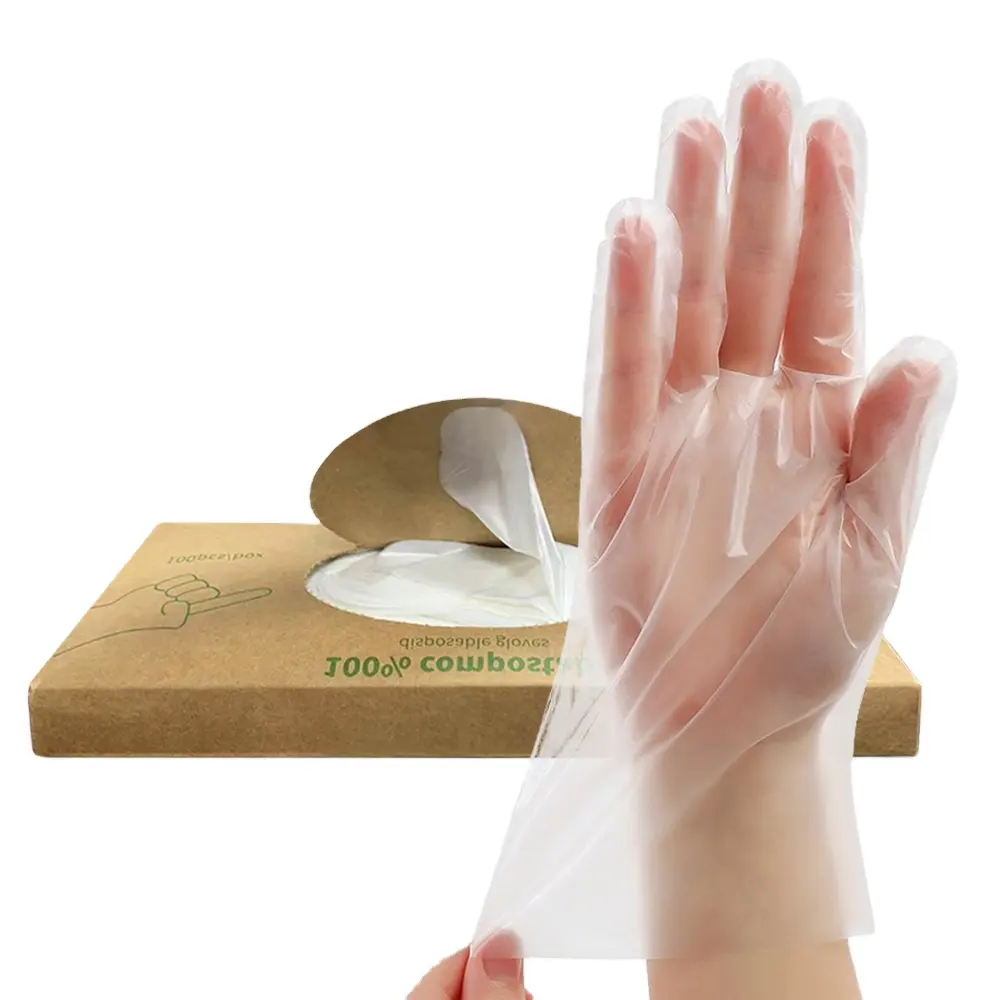 Бытовые кухонные пищевые биоразлагаемые 100% биоразлагаемые прозрачные экологически чистые пластиковые одноразовые Glovees на заказ