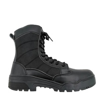 Bottes tactiques en cuir noir et tissu Oxford pour hommes, entraînement et travail en extérieur, OEM ODM personnalisé, ISO CE
