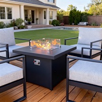 Table de foyer au gaz carrée en aluminium de 32 pouces avec chaises