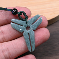 Collier en jade trèfle à quatre feuilles bleu de grade A