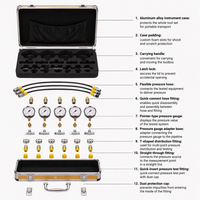 Offre Spéciale : Kit de Test de Pression Hydraulique pour Outils d'Excavatrice, Boîte Dorée, 4 Tuyaux, 4 Manomètres, 10 Raccords, 3 Raccords en T, Qualité OEM