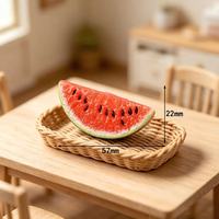 Miniatures de fruits simulés : tranches de pastèque, goyave, pêche, cantaloup – Accessoires de décoration DIY pour maison de poupée et aménagement paysager
