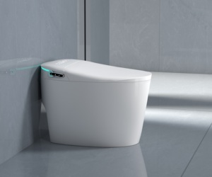 WC intelligent moderne à réservoir encastré, allongé, avec chasse automatique et capteur au pied - Product Image 4