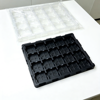 Plateau de retournement pour composants électroniques, thermoformé en plastique écologique noir, plateau d'emballage moulé sur mesure en usine