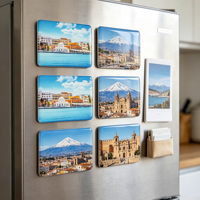 Aimant de réfrigérateur rectangulaire en étain, souvenir touristique mondial de qualité supérieure, avec photos de Croatie et de Grèce