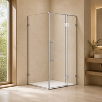 Cabine de douche intérieure 90x90cm avec porte à charnière simple, verre trempé transparent 8mm, cloison de salle de bain et panneau latéral fixe