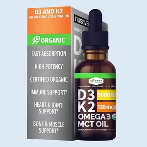 Puissant 4 en 1 Oméga <span class=keywords><strong>3</strong></span> MCT Huile 125 Mcg 5000IU Vitamine K2 D3 Liquide Oral pour les <span class=keywords><strong>Muscles</strong></span> Osseux Cardiaques Adultes - Product Image 1