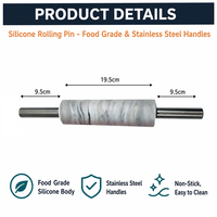 Rouleau à pâtisserie en silicone de qualité alimentaire avec logo personnalisé, manche en acier inoxydable, antiadhésif, outil de cuisson pour pâte à sucre, OEM ODM