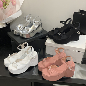 Sandalias de mujer con boca de pez, nuevas, de verano, para boda, zapatos de moda para novia, de punta cerrada, de punta abierta, de plataforma, de malla, de primavera - Product Image 5