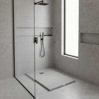 Base et bac de douche rectangulaires en pierre artificielle antidérapante et durable, gris, 120x80cm, pour salle de bain d'hôtel