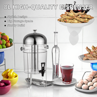 Hochwertiger 8-Liter Edelstahl Eis-Limonaden-Getränkespender, Getränkedosen-Organizer mit Druckmechanismus für Catering, Buffet und Restaurant