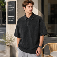 T-shirt pour homme en coton épais 100 %, tricoté, teint uni, style rétro délavé, couleur unie, avec logo personnalisé imprimé sur le devant, style vieilli.