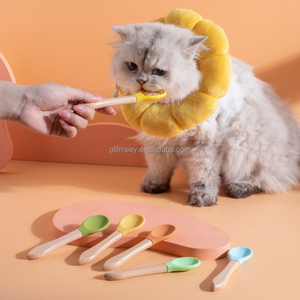 Silicone hondenvoer lepel schattig hond kat voerlepel houten huisdier blikvoer schepje - Product Image 1