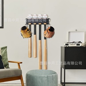 Support mural pour bâtons de baseball avec porte-ballons pour usage extérieur - Product Image 4