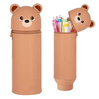 Trousse à crayons en silicone pliable et extensible, style dessin animé, minimaliste et créative, pour étudiants, rangement de fournitures scolaires, support de stylos de bureau en silicone