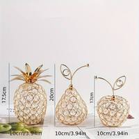Gold Crystal Home Decoration for Wedding Decoration Creative Apple Pineapple Pear Fruit Sculpture for Living Room Metal Crafts