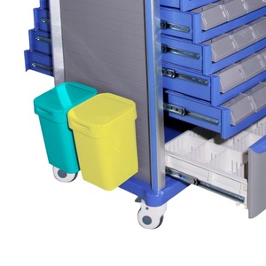 Vente directe d'usine de chariots d'urgence silencieux en ABS pour les salles médicales, avec tiroirs multi-compartiments double face et - Product Image 4