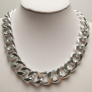 Collar de Cadena de Moda Plateado de 40cm x 10cm, Cadena Gruesa de Aleación de Zinc, Estilo Punk Retro para Mujer, Ideal para Fiestas - Product Image 2