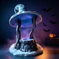 Décoration d'Halloween d'extérieur, sculpture de sorcière en fibre de verre imperméable, fontaine à souhaits, grande statue 3D géante pour exposition de vacances