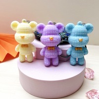 Porte-clés créatif en forme d'ours en peluche 3D en PVC souple, porte-clés pour couple, étudiant, pendentif pour sac à dos, porte-clés DIY, cadeau promotionnel