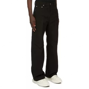 Jeans Negros Personalizados para Hombre, Pantalones Vaqueros Vintage de Algodón Lavado de Alta Calidad, Pantalones Casuales de Corte Recto - Product Image 2