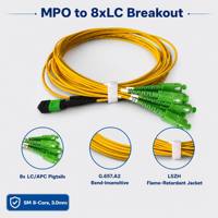 Câble de brassage fibre optique MPO vers SC de haute qualité, 8 cœurs, MPO-8 vers 8xSC APC, cordon de distribution, OS2 monomode polarité Type B, 7m LSZH