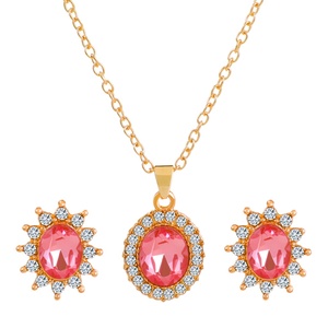 Parure de bijoux style baroque rétro : collier pendentif rond orné de pierres précieuses et de strass, boucles d'oreilles <span class=keywords><strong>tournesol</strong></span> – Cadeau idéal pour les fêtes - Product Image 4