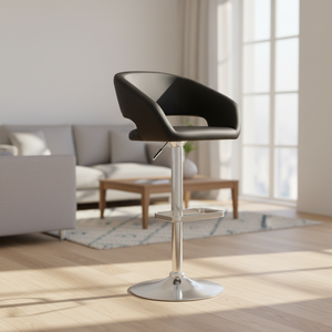 Chaise de bar moderne UPRS UP-040 en bois Wujin avec accoudoirs fixes, base en acier réglable, design contemporain pour bar à domicile et usage commercial - Product Image 6