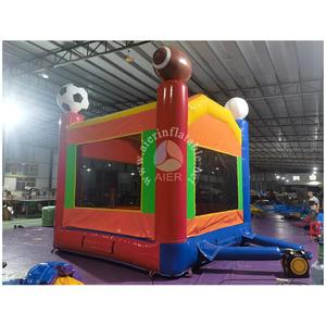 Château <span class=keywords><strong>gonflable</strong></span> sur le thème du sport avec décorations de basketball et de football, idéal pour les fêtes sportives d'enfants, la location d'événements et les jeux en plein air - Product Image 3