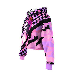 <b>Winter</b> Wear <b>Women's</b> Crop <b>Top</b> Hoodies Customized Design Heat Transfer Printing Pullover Hoodies for <b>Woman</b> Knitted - Product Image 5