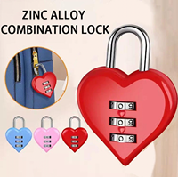 Cadenas à combinaison en forme de cœur à 3 chiffres, en alliage de zinc, sans clé, pour bagages, sacs à dos, portes d'armoires et valises