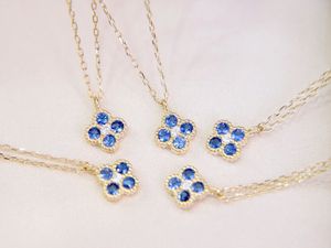 Collier trèfle à quatre feuilles en or 18 carats Xinfly, rubis et saphir naturels, pendentif de luxe en gros pour femmes - Product Image 3