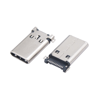 Conector USB Tipo-C de 12 Pines HeXing, de Acero Inoxidable, Horizontal, Macho, Interfaz SMT para Montaje en Placa, con Enchufe, Corriente Nominal de 5A